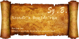 Szoták Boglárka névjegykártya